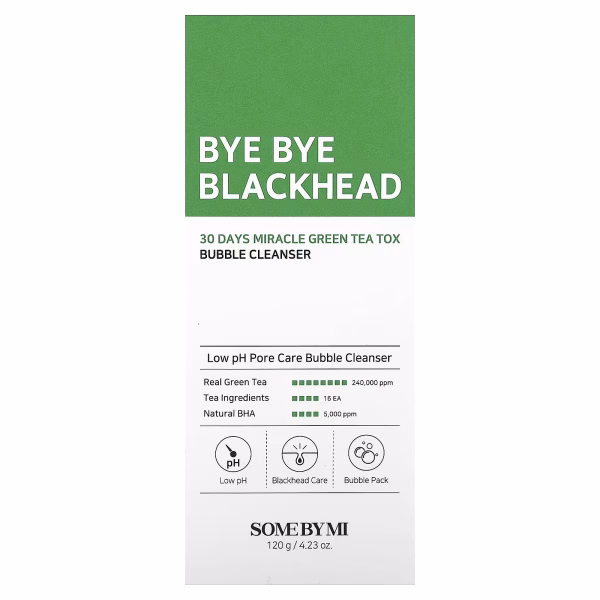 SOME BY MI, Bye Bye Blackhead 30 Days Miracle Green Tea Tox Bubble Cleanser, 4.23 oz (120 g) - Image 4