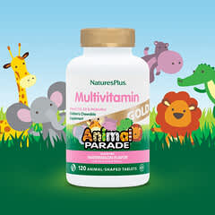 NaturesPlus, Animal Parade Gold, Children's Chewable Multivitamin Supplement, Watermelon, 120 Animal-Shaped Tablets - Image 6