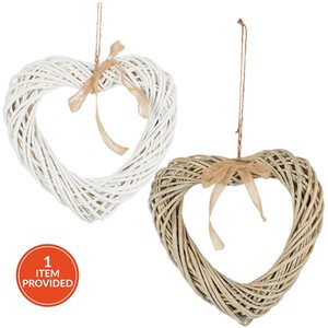 Wicker Heart Decoration - White