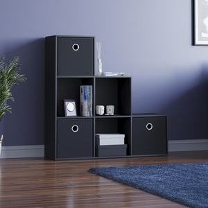 Durham 6 Cube Staircase Storage Unit - Set of 3 Black Baskets