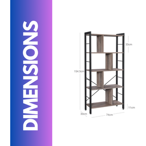 4 Tier Bookcase Display Stand Divider - Greige