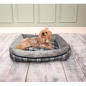 Check Sofa Dog Bed M - Grey