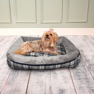 Check Sofa Dog Bed M - Grey - Image 2