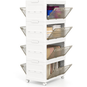4-Tier Stackable Storage Bins - White