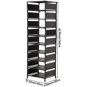 Lifeideas 10-Tier Shoe Rack with Side Panels - Black - Image 4