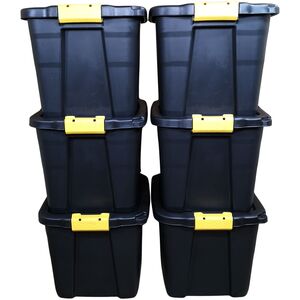 6 x 42L Heavy Duty Storage Chests with Clips in Black - Black - Image 2