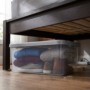 2 x Multipurpose 32-Litre Home & Office Underbed Plastic Storage Boxes - Clear - Image 2