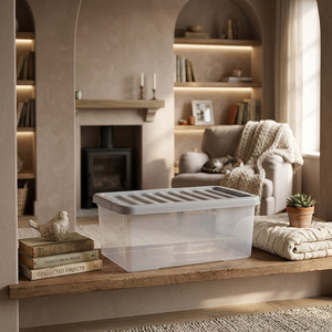 2 x Multipurpose 32-Litre Home & Office Underbed Plastic Storage Boxes - Clear - Image 3
