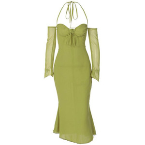 Backless Long-Sleeve Smart Evening Dress