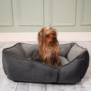 Large Dog Bed - Grey Geometrical - Grey