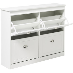2-Tier Flip Down Shoe Cabinet - White - Image 2