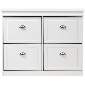 2-Tier Flip Down Shoe Cabinet - White - Image 4