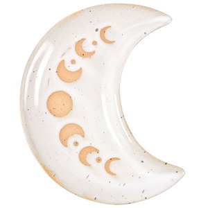 Stoneware Crescent Moon Trinket Dish - White