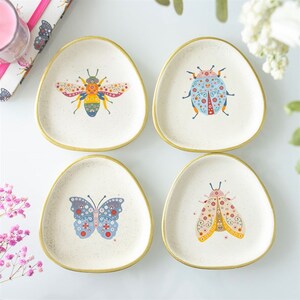 Floral Bug Trinket Dish Set Of 4 For Treasures - White - Image 4