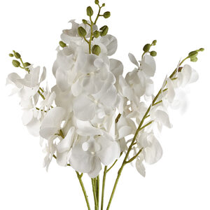 Bunch of Artificial Phalaenopsis Orchid Stems Flowers - White Orchid