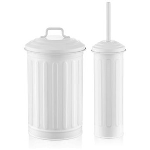 Waste Bin And Toilet Brush Set - White