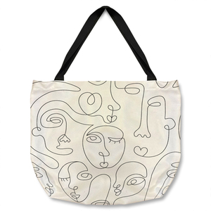 line drawing of faces Designer Tote bag - White