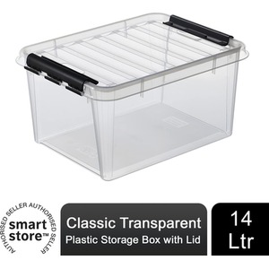 Smartstore Classic Transparent 14L Plastic Storage Box with Lid