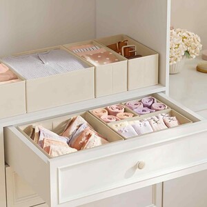 Set of 6 Foldable Drawer Organisers, Sand - Sand Beige