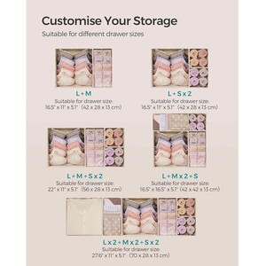 Set of 6 Foldable Drawer Organisers, Sand - Sand Beige - Image 2