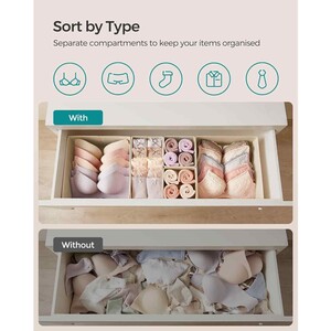 Set of 6 Foldable Drawer Organisers, Sand - Sand Beige - Image 3