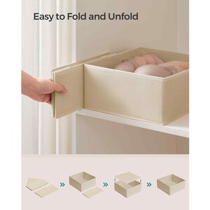 Set of 6 Foldable Drawer Organisers, Sand - Sand Beige - Image 4
