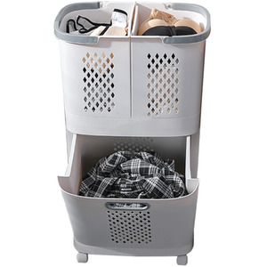 3 Compartment Laundry Basket with Ventilation Holes - White