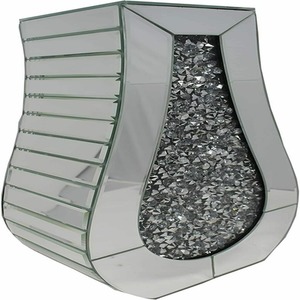 Silver Vase Crushed Mirrored Flower Pot Floating Shape - Silver