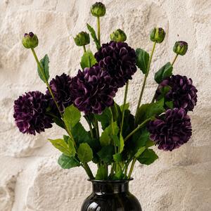 75cm Pack of 6 Artificial Dahlia PomPom Flower Stems - Purple - Cream Flower Stems