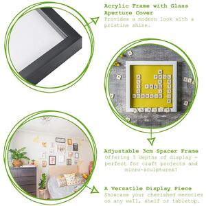 3D Box Photo Frames - 5 x 7" with 4 x 6" Mount - Light Wood/Ivory - Pack of 5 - Light Wood/Ivory