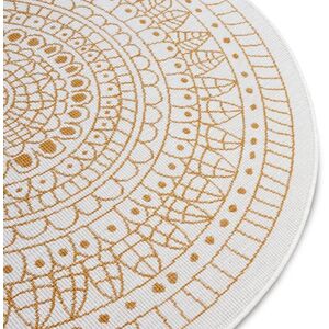 Reversible Porto Indoor & Outdoor Round Rug Ochre. - Image 2