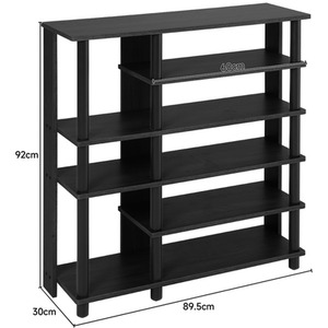 Wooden Open Shoe Rack with Multi-Height Shelves