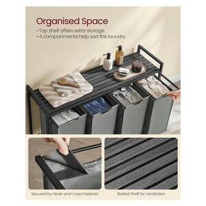 VASAGLE 4-Compartment Laundry Hamper with Shelf and Removable Bags - Image 3
