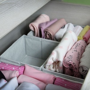 Set of 12 Foldable Fabric Drawer Inserts and Drawer Organisers - Grey