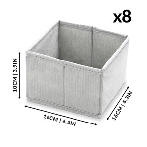 Set of 12 Foldable Fabric Drawer Inserts and Drawer Organisers - Grey - Image 3
