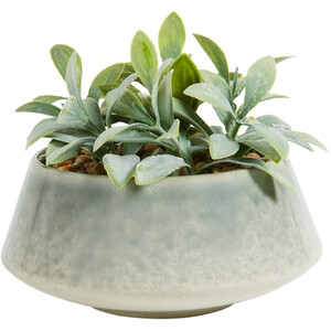 Faux Senecio in Reactive Glaze Pot - Green - Image 2