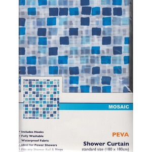 Blue Mosaic Shower Curtain - Blue - Image 2