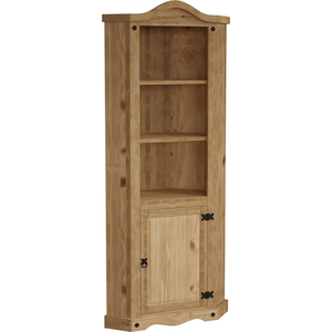 Corona 1 Door Corner Bookcase - Pine - Pine