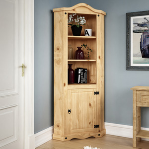 Corona 1 Door Corner Bookcase - Pine - Pine - Image 2