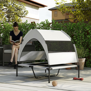 PawHut Elevated Dog Single Bed with Canopy Removable