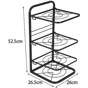 HomeScape Freestanding Adjustable Kitchen Cookware Rack - Black - Image 2