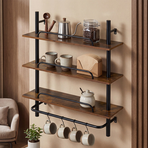 3-Tier Industrial Pipe Shelving - Black