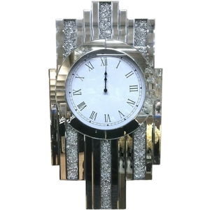 Mirrored Crushed Jewel Mantel Clock Wall Clock - Silver
