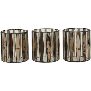 Set of 3 Gaia Tealight Holders - Multi colour