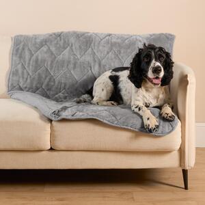 Thermal Quilted Plush Pet Dog Blanket Throw - Grey