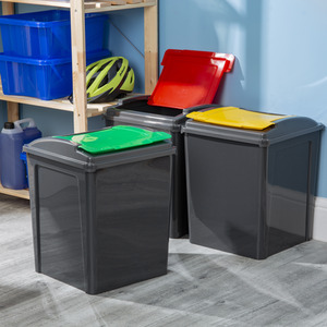 Wham Set of 3 Assorted Recycle It 50Ltr Bins - Grey