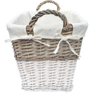 Strong Deep White Wicker Storage Home Laundry Basket Handles Lined - Image 2