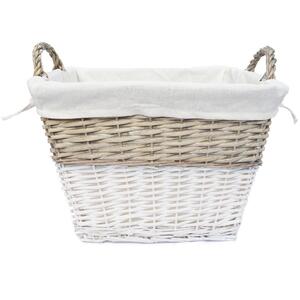 Strong Deep White Wicker Storage Home Laundry Basket Handles Lined - Image 4