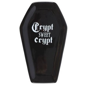 Crypt Sweet Crypt Gothic Coffin Trinket Tray for Jewelry Coins - Black
