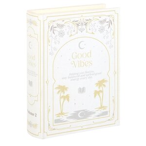 White Book-Shaped Storage Box with Gold Details Debossed Text - White